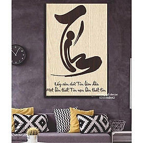 Tranh Thư Pháp Treo Tường Bằng Gỗ Trang Trí Nhà Cửa, Qùa Tặng Người Thân Gia Đình KT 20x30cm