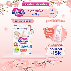 Tã/bỉm dán Merries size S - 70 miếng (dành cho bé 4 - 8kg)