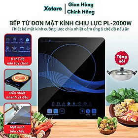 Mua Bếp Từ Đơn  Bếp Điện Từ Cảm Ứng Mặt Kính Ceramic Siêu Bền Công Suất 2000W TẶNG KÈM NỒI LẨU   8 Chế Độ Nấu Ăn  Truyền Nhiệt Nhanh Hẹn Giờ Tiết Kiệm Điện