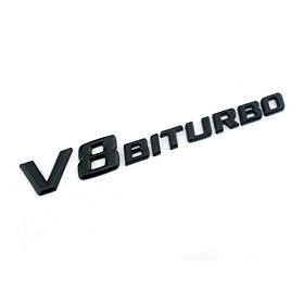 Decal tem chữ V8-Biturbo dán hông xe ô tô - Chất liệu: nhựa ABS cao cấp được mạ Crom - Kích thước: 19x2.3cm - 2 màu: Đen và Bạc