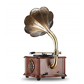Mua Máy hát gỗ thiết kế mới với kèn đồng / ghi âm vinyl / đài FM / đầu vào USB / đầu vào AUX / Bluetooth cho gia đình và quà tặng.