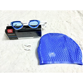 Combo kính bơi cực ôm mắt CS BL1206 + nón/mũ bơi CS gai siêu co giãn