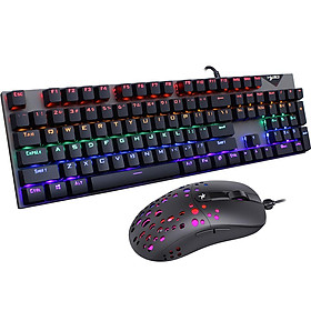 HXSJ Wired Keyboard Mouse Combo L300 RGB Backlit Keyboard + A904 8000DPI Programmable RGB Backlit Mouse