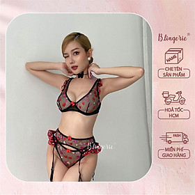 Bộ Đồ Lót Họa Tiết Trái Tim Gợi Cảm - B.Lingerie