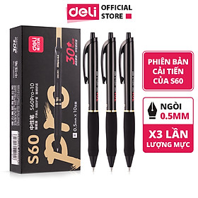 Bút Gel Bấm Bi Nước Mực Gel Màu Đen Nhanh Khô Deli Thiết Kế Thông Minh Ngòi 0.5mm Dành Cho Văn Phòng Học Sinh