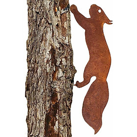 Squirrel cho cây - Trang trí vườn kim loại - 30 cm - Rust tự nhiên Patina