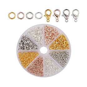 Jewelry Findings Kit, 160 pcs Lobster Claw Clasps and 320 pcs Open Jump Rings for Jewelry Making Supplies (Clasp:12x6mm+Ring:6mm)