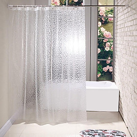 Mua Rèm Phòng Tắm / Rèm Cửa Sổ Trắng trong họa tiết kẻ 180cm X 180cm Loại 1( Ảnh + Video thật )