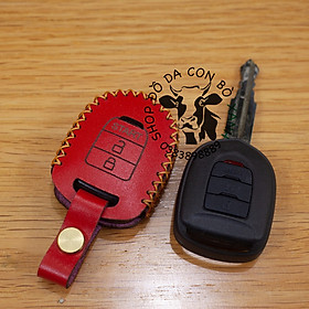 Bao da chìa khóa Chevrolet Spark chìa khoá cơ 3 nút handmade da thật 003