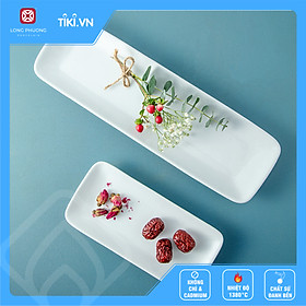 Khay gia vị sứ trắng hình chữ nhật Long Phương cỡ nhỏ 8 inch