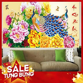 Mua Tranh thêu chữ thập Hoa khai phú quý Lavender LV3063