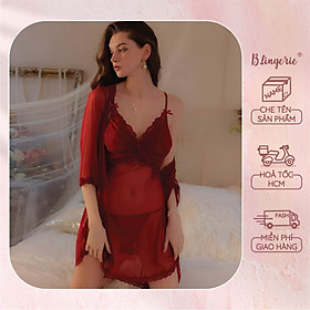 Bộ Váy Ngủ Ren Hai Dây Sexy - B.Lingerie