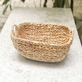 Giỏ lục bình đa năng hình thuyền đựng trái cây, khăng lông, trang trí decor, hàng thủ công