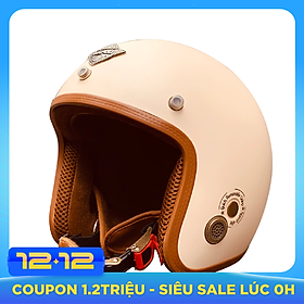 Mũ Bảo Hiểm 3/4 Napoli SH Free Size - Kem Lót Nâu