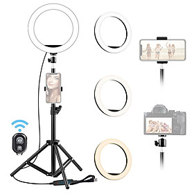16cm/ 6inch LED Video Ring Light Lamp Dimmable 3 Lighting Modes USB Powered with Ballhead Adapter Phone Holder 68cm