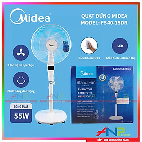 Mua Quạt Đứng 5 Cánh Midea FS40-15DR (DC inverter 55W - Màn hình LED - Có Điều Khiển Từ Xa) - Hàng Chính Hãng