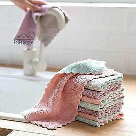Mua Khăn lau bếp nhỏ đa năng 2 mặt siêu thấm (lau bếp  bát đĩa  bàn ghế...) kháng khuẩn (1chiếc)