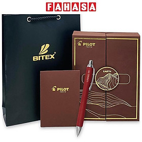 Bút Bi Ký Legno 0.7 mm - Pilot BLE-1SK-R - Mực Đen - Thân Gỗ Đỏ Kèm Hộp Ngũ Hành Và Túi
