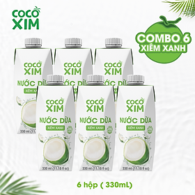 Combo 6 Hộp Nước dừa đóng hộp Cocoxim Xanh dung tích 330ml/Hộp