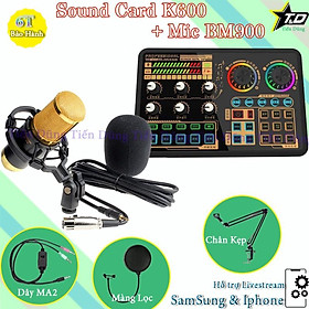 Mua Bộ micro thu âm sound card k600 mic bm900 chân màng dây live stream ma2- Mic thu âm sound card K600 có auto-tune