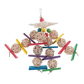 Bird Parrot Swing Toy Rattan Balls String for Macaw African Greys Cockatoo