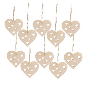 10x Wood Heart Cutouts Unfinished Wooden Heart Slices Blank Wood Heart Wood Slices Embellishments Ornaments for Christmas, Wedding, Valentine, DIY