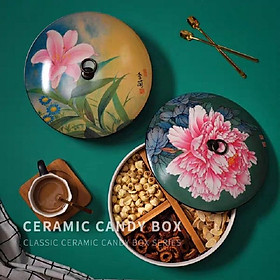 Mua Khay mứ sứ tròn hoa văn cao cấp