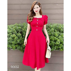 Đầm xoè đính nút bọc sang trọng nổi bật -Sành điệu , tôn dáng cho các chị em