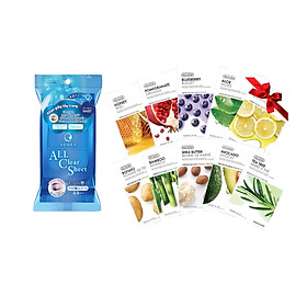 Khăn giấy tẩy trang SENKA CLEANSING SHEET - 44 sheets 15836 tặng Mặt nạ dưỡng da The Faceshop Real Nature (1 miếng)