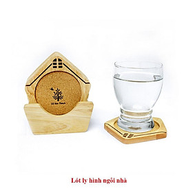Mua Đế lót ly hình ngôi nhà bằng gỗ  lót ly có lớp hút nước