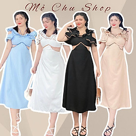 Đầm midi coton viền bèo bigsize