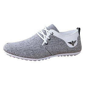 LCRTZKG thương hiệu giày giải trí nam ren-up vải lanh thoáng khí nam Canvas giày Moccasins Flats Driving giày Zapatos De Hombre
