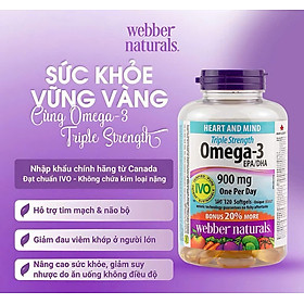 (Nhập khẩu, có tem phụ) Omega3 Webber Naturals lọ 120 viên