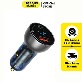 Tẩu sạc nhanh dùng trên xe hơi 65W CCKX Baseus Particular Digital Display QC+PPS Dual Quick Charger Car Charger (65W, USB + Type C, LCD Display, PD/PPS/QC3.0)- Hàng chính hãng