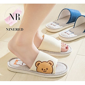 DÉP ĐI TRONG NHÀ GẤU BEAR XINH XẮN CHO NAM NỮ NINERED HOMEWEAR - D132 - Kem - 38-39