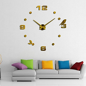 Modern DIY Large Wall Clock Big Watch 3D Stickers Clock Removable Silver
