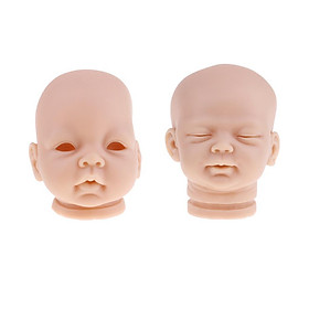 2pcs Lifelike Vinyl Unpainted Reborn Doll Head Mold Kits Newborn Doll DIY