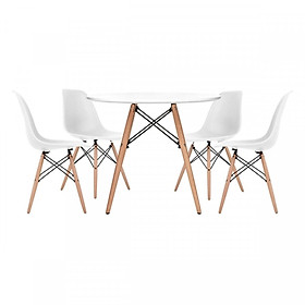 Bộ Bàn Tròn Trắng 4 Ghế Eames