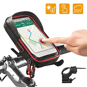 Túi tay lái Túi đựng phía trước xe đạp với màn hình cảm ứng Vỏ điện thoại-Màu đỏ-Size Loại 4