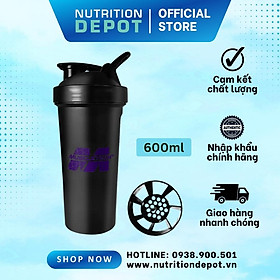 Bình lắc Shaker Muscletech 600ml màu đen, bình nước thể thao  - New Version - Nutrition Depot