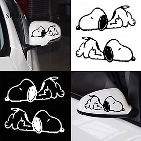 Cặp hình dán kính chiếu hậu xe hơi họa tiết chó Snoopy hoạt hình ngộ nghĩnh dễ thương