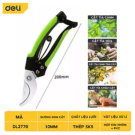 Kéo Cắt Tỉa Cành Cây Deli Chính Hãng 8inch - Lưỡi Thép Sắc Bén, Siêu Bền, Tay Cầm Đệm Cao Su An Toàn, Chắc Chắn DL580201
