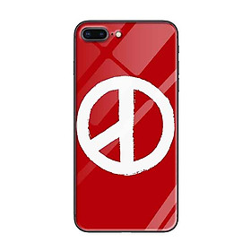 Ốp lưng kính cường lực cho iPhone 7 Plus /8 Plus Nền Peace Y Nền Đỏ - Hàng Chính Hãng