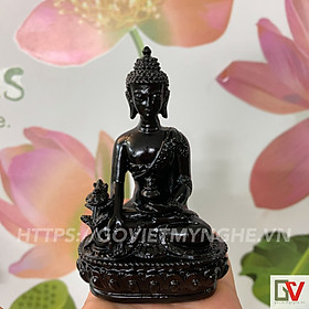 Mua Tượng đá Phật Dược Sư Lưu Ly Quang ngồi tòa sen - Chiều Cao 12cm - Màu đen