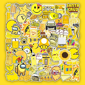 Set 50 Hình Sticker Chủ Đề Vàng Pastel