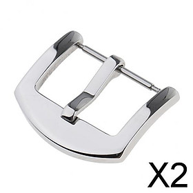 2xStainless Steel Polished Buckle For Genuine Watch Band Strap Pin Clasp 20mm