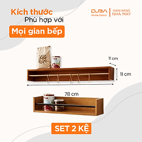 Mua Kệ gỗ treo tường đa năng  giá trang trí nhà bếp bằng gỗ tự nhiên chuẩn xuất khẩu - Duba