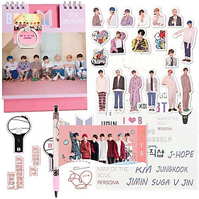 Combo quà tặng BTS Lịch BTS 2020, sticker, bút, nhãn dán, iring