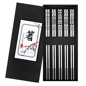 Mua Set 10 đũa ăn Nhật Bản inox 304 mẫu hoa văn đặc ruột