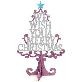 Cây Giáng Sinh Gỗ Để Bàn 35cm - Mẫu 2 - Màu Hồng